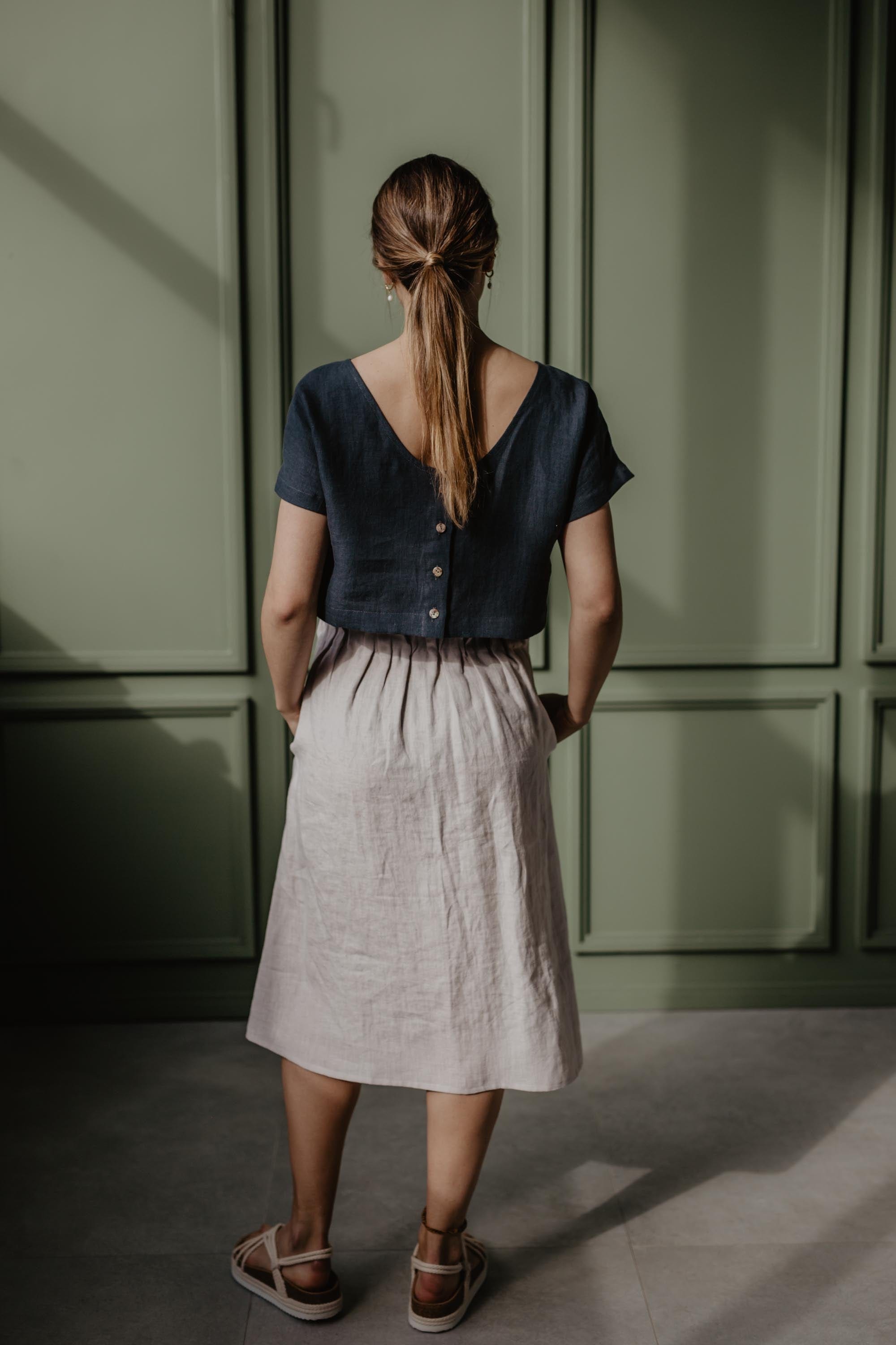 AmourLinen Linen skirt Linen skirt with buttons DAISY in Cream Linen skirt with buttons DAISY in Cream