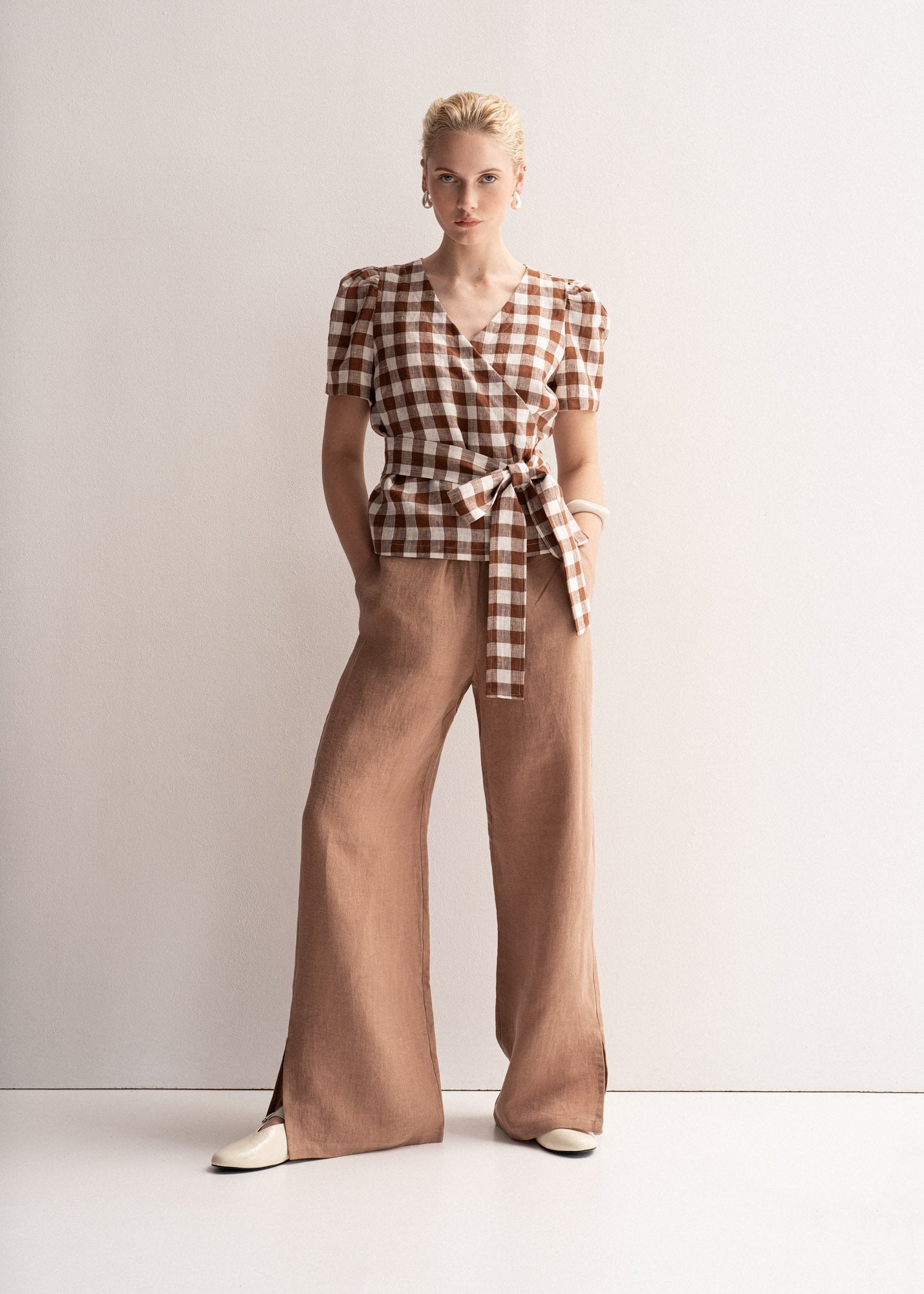 AmourLinen Linen dress Leah wide linen pants with slits Leah wide linen pants with slits