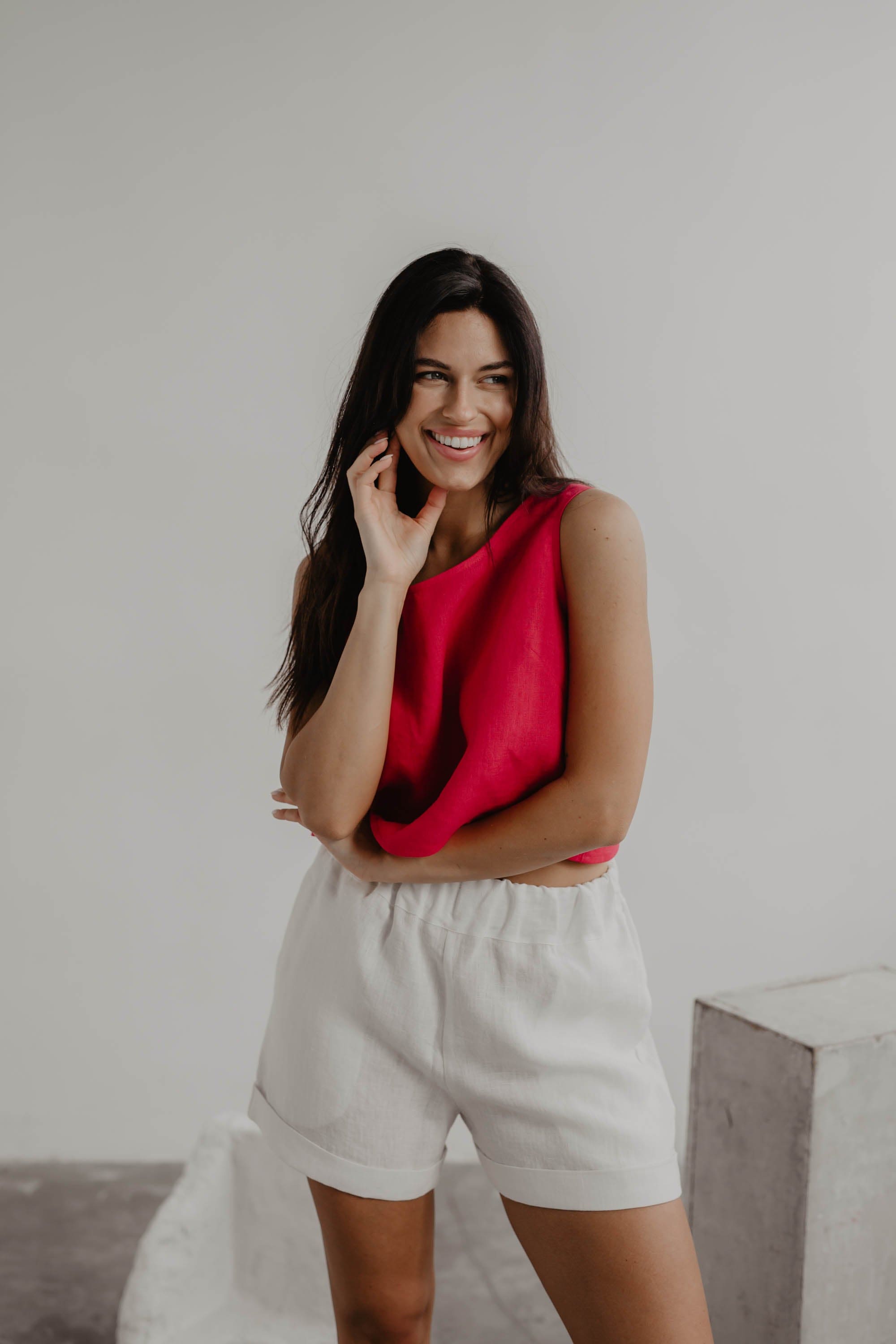 AmourLinen Linen bottom Linen shorts MIA in White Linen shorts MIA in White