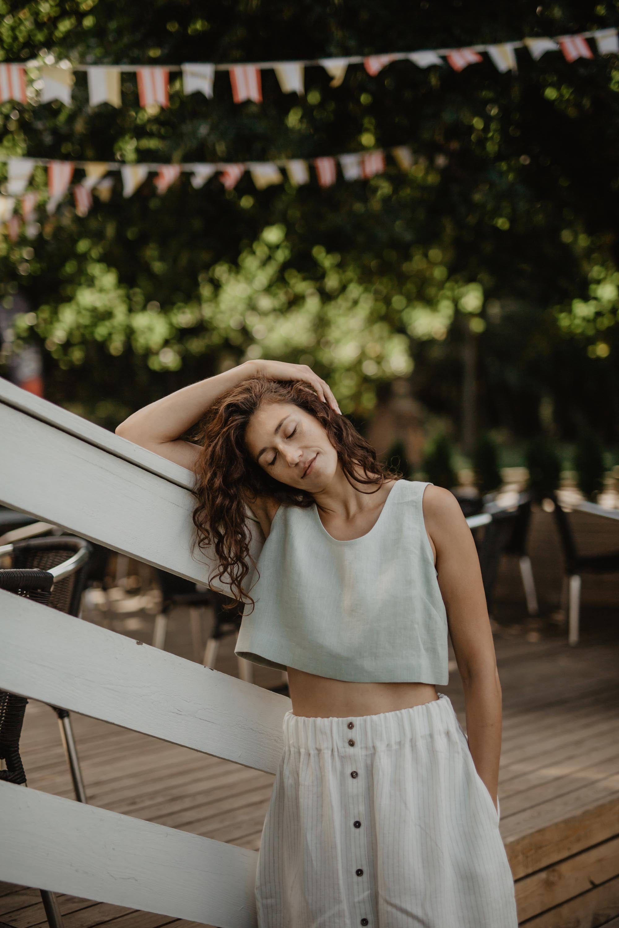 AmourLinen Linen top Mini linen crop top PIPPA Mini linen crop top PIPPA | AmourLinen | Linen Clothing