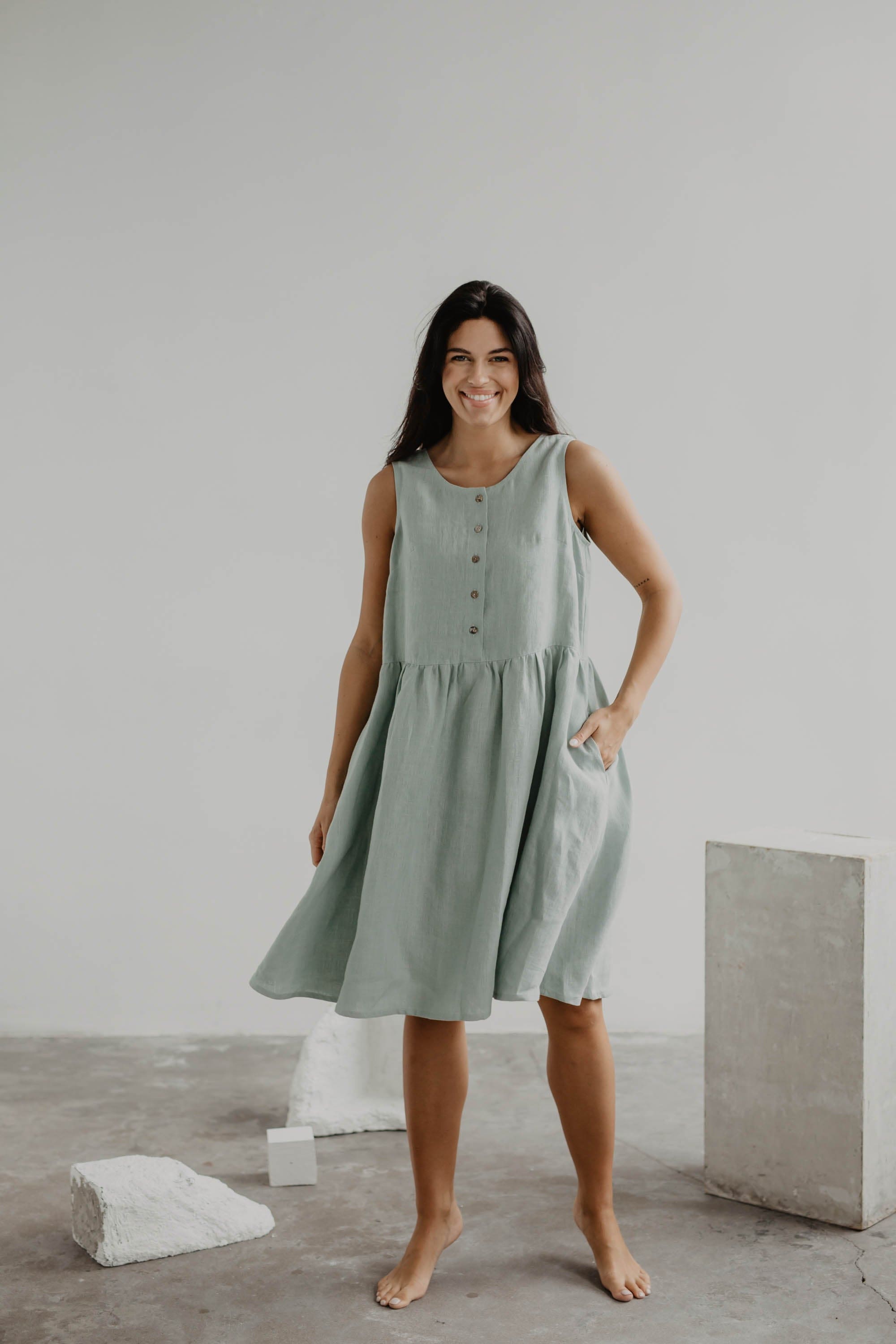 AmourLinen Linen dress Linen sleeveless summer dress HAZEL Linen sleeveless summer dress HAZEL | AmourLinen | Linen Clothing