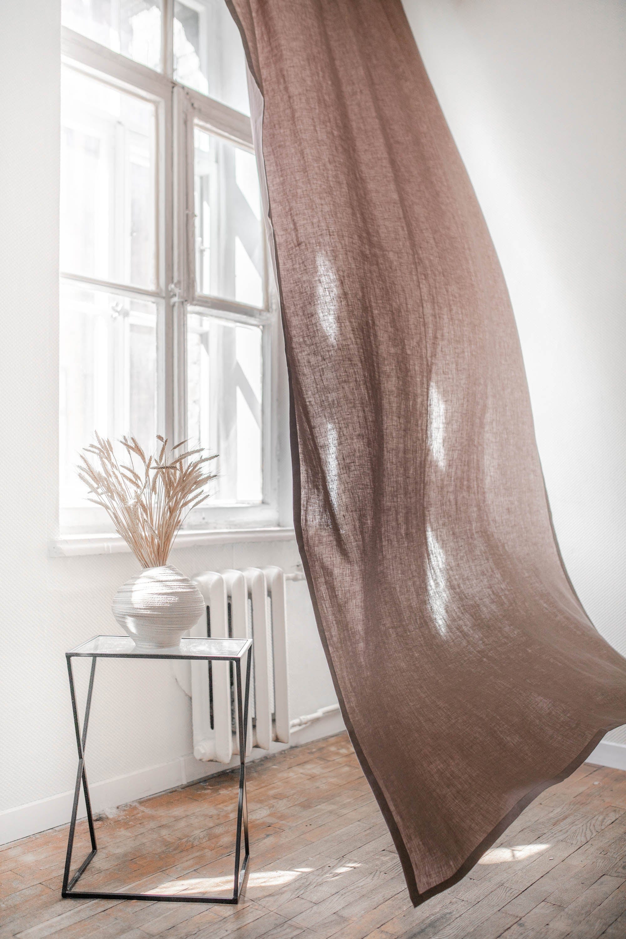 AmourLinen Linen curtains 53x108" / 135x275cm / Rosy Brown Tab top linen curtain - 53x108" / 135x275cm / Rosy Brown Tab top linen curtain - 53x108" / 135x275cm / Rosy Brown