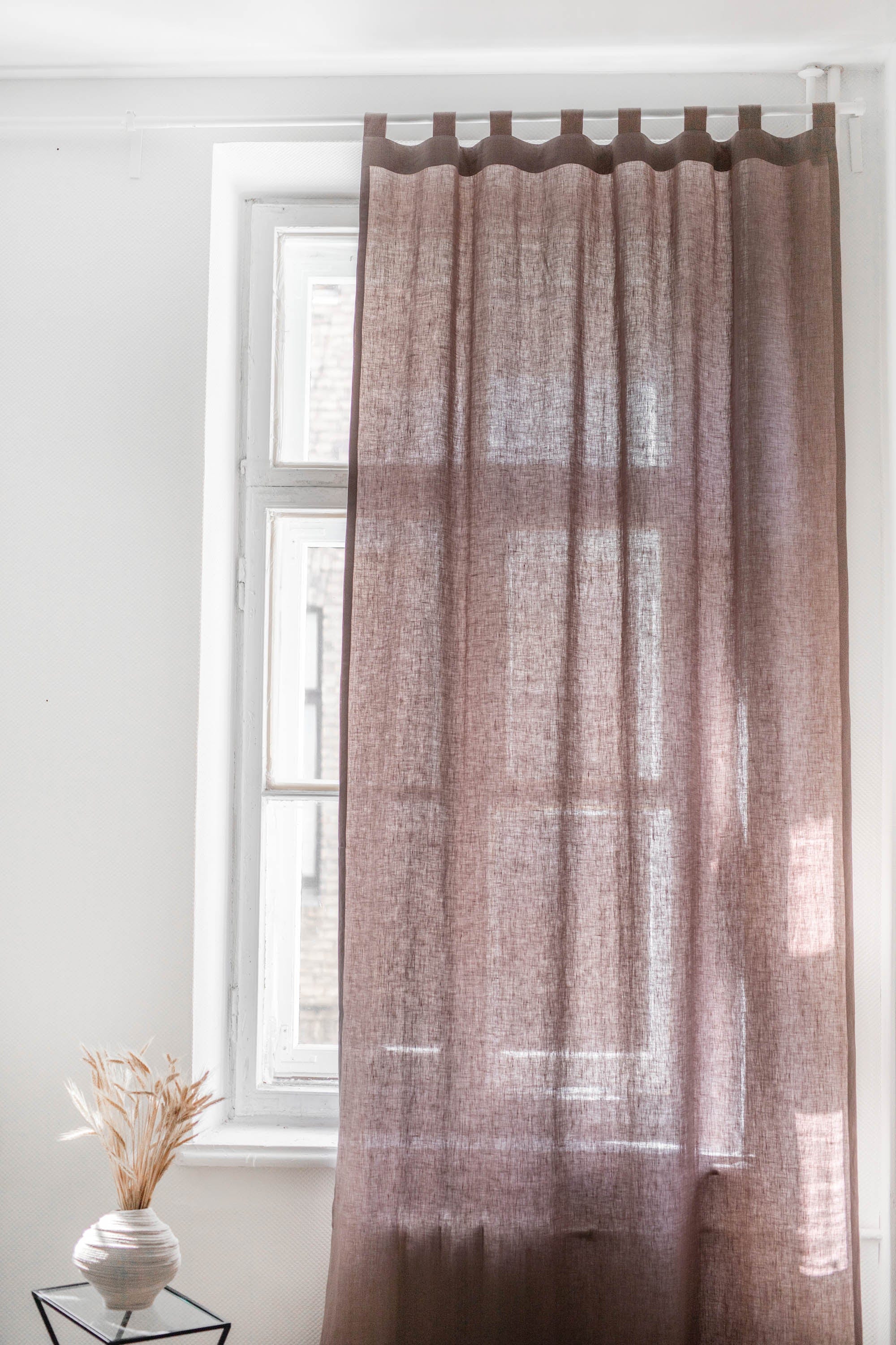 AmourLinen Linen curtains 53x108" / 135x275cm / Rosy Brown Tab top linen curtain - 53x108" / 135x275cm / Rosy Brown Tab top linen curtain - 53x108" / 135x275cm / Rosy Brown