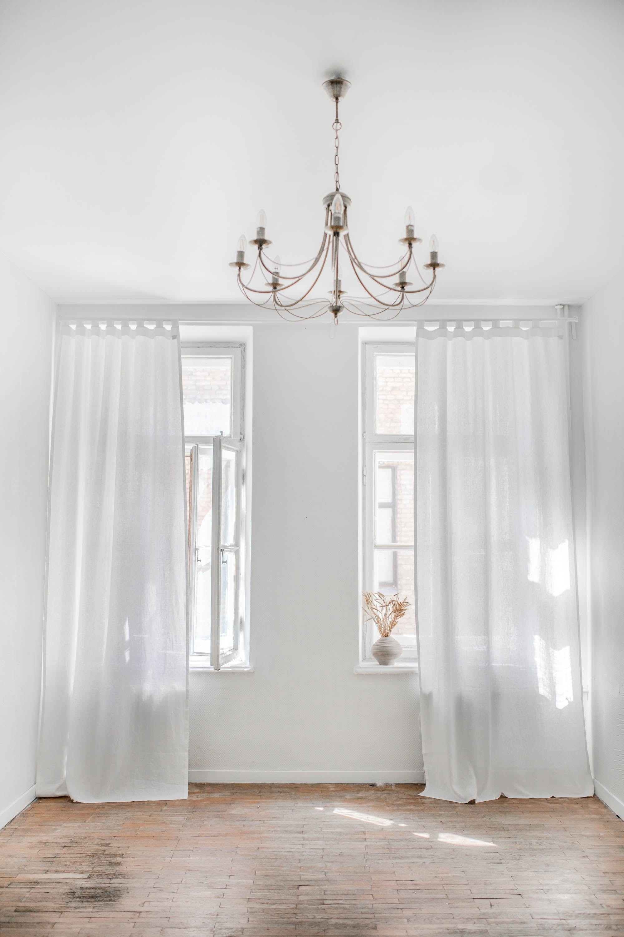 AmourLinen Linen curtains 53x76" / 135x193cm / White Tab top linen curtain - 53x76" / 135x193cm / White Tab top linen curtain - 53x76" / 135x193cm / White